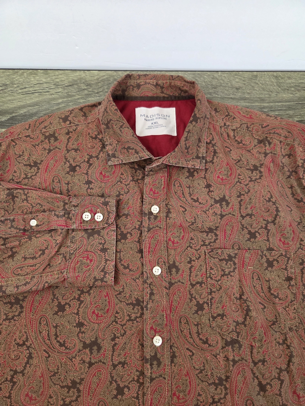 Madison Washed Poplins Shirt Men's 2XL Paisley Long Sleeve Cotton Preppy